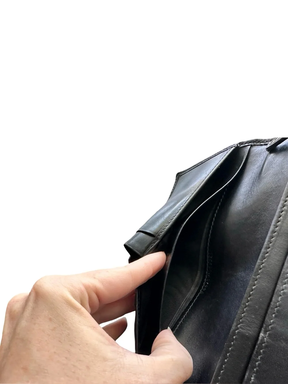 Gucci Smooth Black Leather Vertical Long Wallet with Sherry Web Stripe Edge Acce